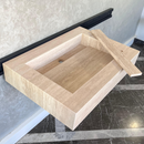 Custom Travertine Sink, Handmade Custom Beige Travertine Sink, Vein Cut Travertine Vanity (TR-66)