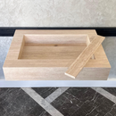 Custom Travertine Sink, Handmade Custom Beige Travertine Sink, Vein Cut Travertine Vanity (TR-66)