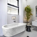 Imperial White Marble Hand Carved Freestanding Luxury Soaking Bathtub - 32x70x20