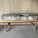 Handmade Calacatta Viola Marble Sink with Fluted Apron: Custom Made Bathroom Basin (NS-141)