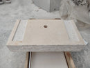 Troia Light Travertine Rustic Rectangular Wall-mount Bathroom Sink (W)16" (L)30" (H)5" back view