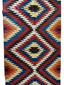 Hand-Knotted Afghan Kilim Wool Runner Rug – 2’8” x 12’4” – Vintage Full Geometric Design