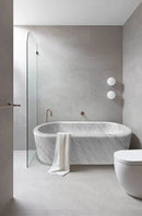 Imperial White Marble Hand Carved Freestanding Luxury Soaking Bathtub - 32x70x20