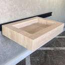 Custom Travertine Sink, Handmade Custom Beige Travertine Sink, Vein Cut Travertine Vanity (TR-66)