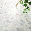 Arabescato Venato White 1"x2" Herringbone Honed Marble Mesh Mounted Mosaic Tile - MSI Collection