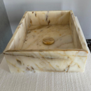 Custom Calacatta Gold Marble Sink – Handmade Natural Stone Bathroom Basin, Luxury Goldish Marble Vanity Top, Countertop and Sink (NS-084)
