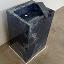 Custom Handcrafted Pedestal Porcelain Sink, Freestanding Blue Porcelain Integrated Sink, Bathroom Sink, Powder Room Sink, Marble Look Sink (ES-170)