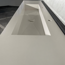 Custom White Quartz Large Bathroom Trough Sink: Wall Mount Vanity (QU-95)