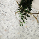 Arabescato Venato White 1"x2" Herringbone Honed Marble Mesh Mounted Mosaic Tile - MSI Collection