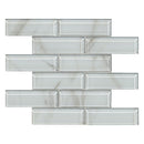 Ivory Amber Beveled Subway 11.81"x11.81" Glass Mesh-Mounted Mosaic Tile Pattern- MSI Collection