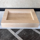 Custom Travertine Sink, Handmade Custom Beige Travertine Sink, Vein Cut Travertine Vanity (TR-66)
