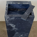 Custom Handcrafted Pedestal Porcelain Sink, Freestanding Blue Porcelain Integrated Sink, Bathroom Sink, Powder Room Sink, Marble Look Sink (ES-170)