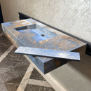 Handmade Thunderstorm Porcelain Sink: Marble Look, Custom Bathroom Vanity (ES-39)