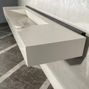 Custom White Quartz Large Bathroom Trough Sink: Wall Mount Vanity (QU-95)
