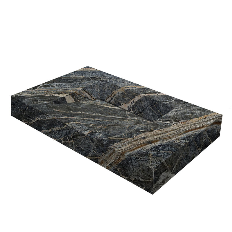 Adriatic Black Marble Modern Rectangular Sink Wall-mount Bathroom Sink (W)16" (L)30" (H)6" product shot
