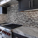 Akaya nero interlocking 11.75 in x 12 in glass meshmounted mosaic tile SMOT-GLSIL-AKANER8MM prod shot close view