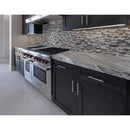 Akaya nero interlocking 11.75X12 glass mesh mounted mosaic tile SMOT-GLSIL-AKANER8MM product shot kitchen view