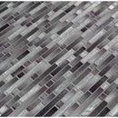 Akaya nero interlocking 11.75X12 glass mesh mounted mosaic tile SMOT-GLSIL-AKANER8MM product shot multiple tiles angle view