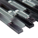 Akaya nero interlocking 11.75X12 glass mesh mounted mosaic tile SMOT-GLSIL-AKANER8MM product shot profile view