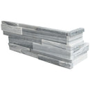 Alaska gray 3D ledger corner 6X18 honed marble wall tile LPNLMALAGRY618COR 3DH product shot multiple tiles close up view
