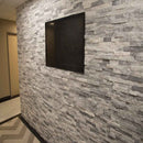 Alaska gray splitface ledger panel 6x24 natural marble wall tile LPNLMALAGRY624 product shot outdoor view 1