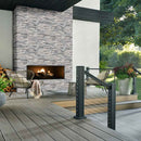Alaska gray splitface ledger panel 6x24 natural marble wall tile LPNLMALAGRY624 product shot outdoor view