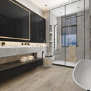 SPC Vinyl Rigid Core 7" Width 60" RL, 6mm Thick, 1.5mm IXPE Alloyed Bay Amare Floors - Mazzia Collection Product shoot Wash room view 1