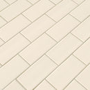 Almond glossy glazed ceramic wall tile msi collection NALMGLO3X6 product shot multiple tiles angle view