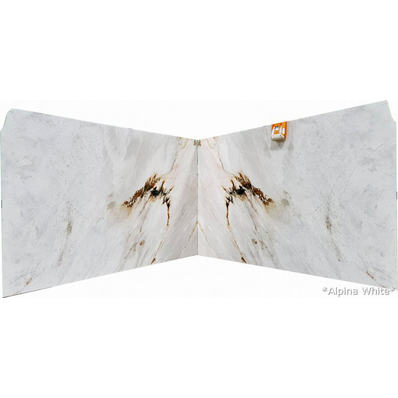 Alpina white marble slabs polished 2cm book matching