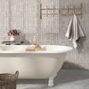 Angora basketweave 12X12 polished marble mesh mounted mosaic tile SMOT-ANGORA-BWP10MM product shot bath view