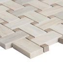 Angora basketweave 12X12 polished marble mesh mounted mosaic tile SMOT-ANGORA-BWP10MM product shot one tile profile view