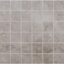 Ansello grey 12X12 glazed ceramic mesh mounted mosaic tile NANSGRE2X2 product shot one tile top view