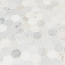 Arabescato carrara 1175x12 honed marble mesh mounted mosaic tile SMOT-ARA-2HEXH product shot multiple tiles top view 2
