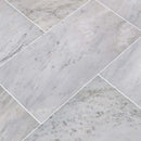 Arabescato carrara 12 x 24 honed marble floor and wall tile TARACAR12240.38H product shot multiple tiles angle view