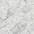 Arabescato carrara 4 x 12 honed marble floor and wall tile TARACAR412H product shot multiple tiles angle view