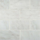 Arabescato carrara beveled 3 x 6 honed marble floor and wall tile TARACAR36H product shot multiple tiles top view