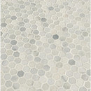 Arabescato carrara hexagon 11.1X11.5 honed marble mesh mounted mosaic tile SMOT-ARA-1HEX product shot multiple tiles angle view