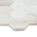 Arabescato venato white 11.73x12 marble 2 hexagon honed mesh mounted mosaic tile SMOT-ARAVEN-2HEXH product shot profile view