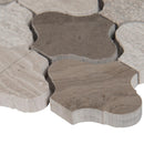 Arctic storm arabesque 12X12.6 multi finish honed marble mesh mounted mosaic tile SMOT-AS-ARABESQUE product shot profile view
