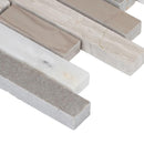 Arctic storm interlocking 12X12 honed marble mesh mounted mosaic tile SMOT-AS-ILH product shot profile view