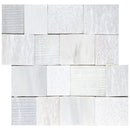 Arctic white ledger panel 6"x24" multi finish marble wall tile LPNLMARCWHI624-MULTI product shot top view 2