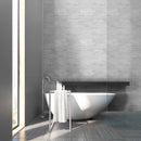 Arctic White Splitface Mini Ledger Panel 4.5x16 Natural Marble Wall Tile LPNLQARCWHI4.516 MINI product shot bathroom view