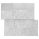 Arctic White Splitface Mini Ledger Panel 4.5x16 Natural Marble Wall Tile LPNLQARCWHI4.516 MINI product shot profile view