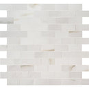 Aria bianco 12x12 polished porcelain mesh mounted mosaic tile NARIBIA2X4P product shot multiple tiles top view