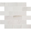 Aria bianco 12x12 polished porcelain mesh mounted mosaic tile NARIBIA2X4P product shot one tile top view
