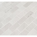 Aria ice 12x12 polished porcelain mesh mounted mosaic tile NARICE2X4P product shot multiple tiles angle view