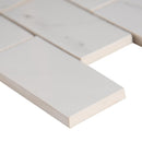 Aria ice 12x12 polished porcelain mesh mounted mosaic tile NARICE2X4P product shot one tile profile view