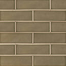 Artisan taupe 4x12 glossy ceramic brown subway tile SMOT-PT-ARTA412 product shot multiple tiles wall view