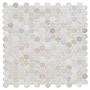 Athena gold 12x12 pennyround honed marble mesh mounted mosaic tile SMOT-ATHGOL-PENRDH product shot profile view