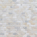Athena gold 2x4 honed and beveled marble mesh mounted mosaic tile SMOT-ATHGOL-2X4HB product shot wall view